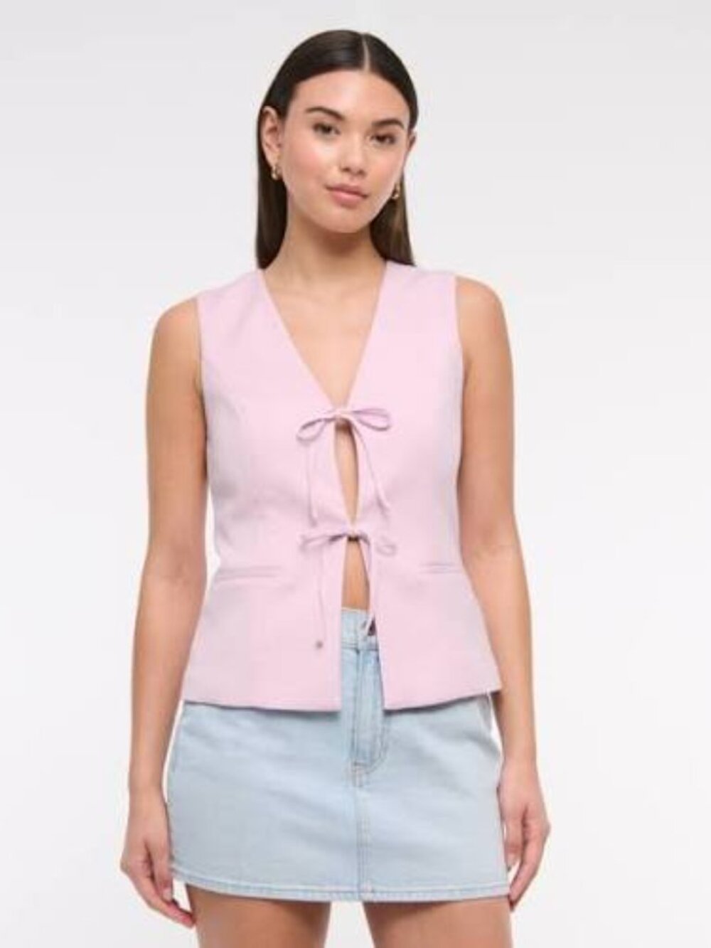 Abercrombie & Fitch Tailored Tie Front Vest | Size S | Pink